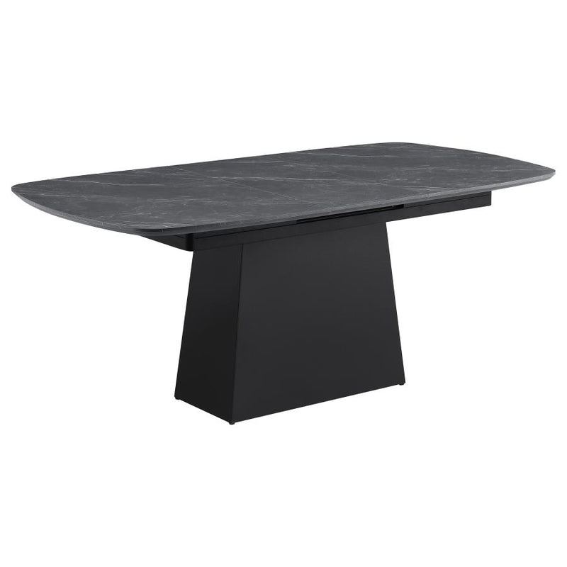 Potero 73-inch Faux Marble Extension Leaf Dining Table Black-zoom-