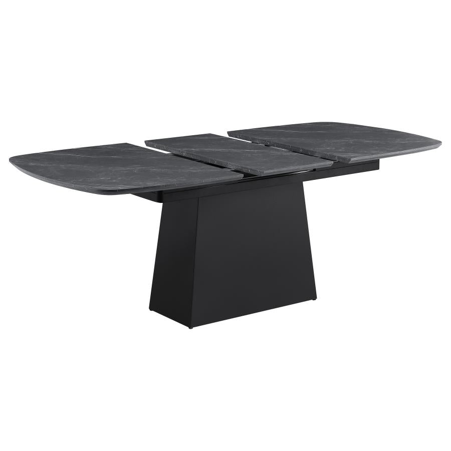 Potero 73-inch Faux Marble Extension Leaf Dining Table Black-zoom-3