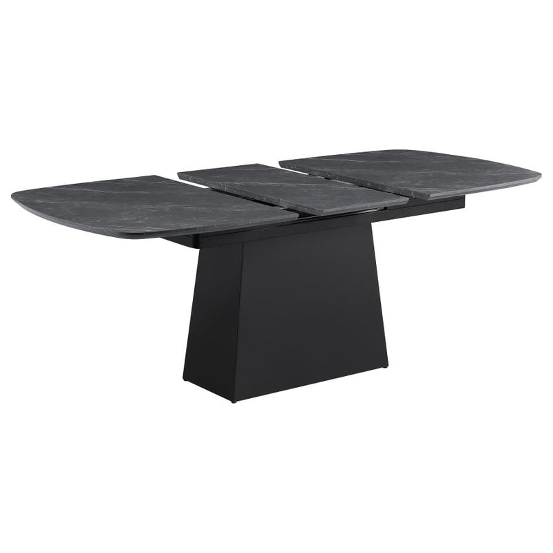 Potero 73-inch Faux Marble Extension Leaf Dining Table Black-zoom-
