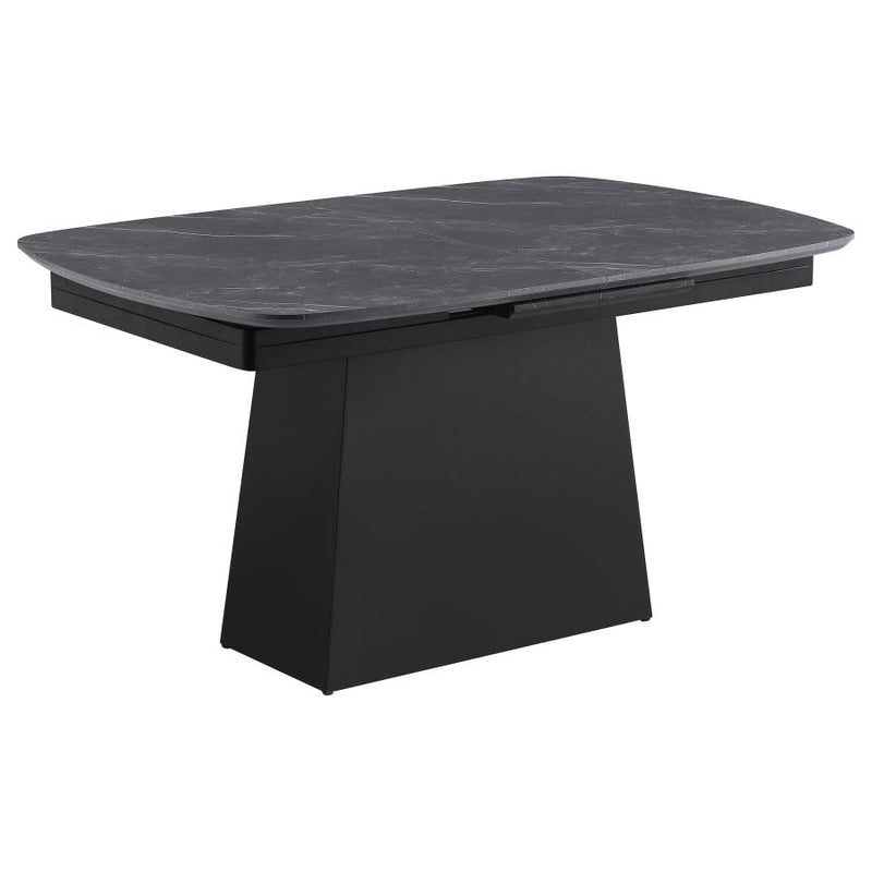 Potero 73-inch Faux Marble Extension Leaf Dining Table Black-zoom-