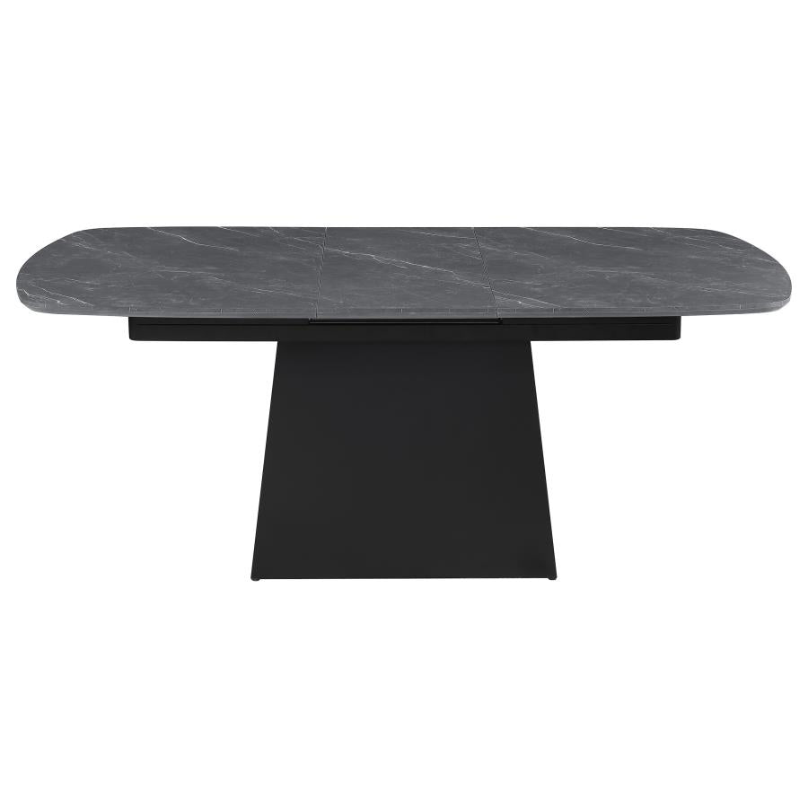 Potero 73-inch Faux Marble Extension Leaf Dining Table Black-zoom-5