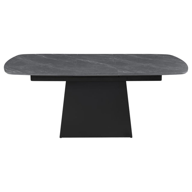 Potero 73-inch Faux Marble Extension Leaf Dining Table Black-zoom-