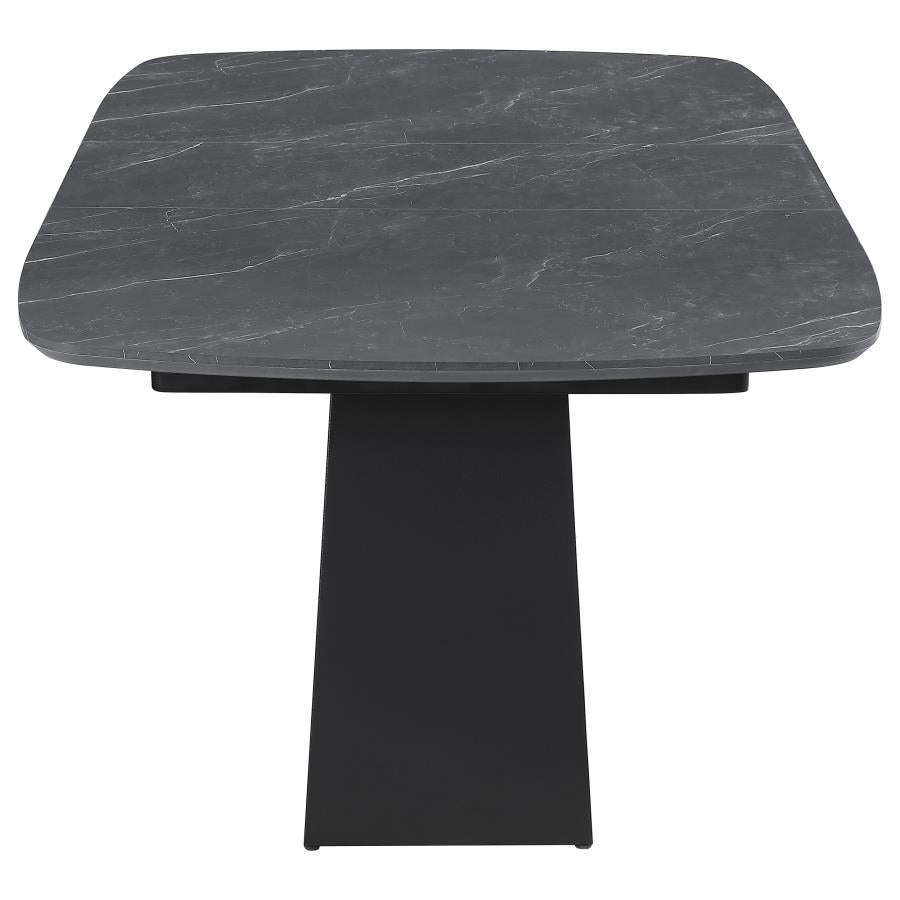 Potero 73-inch Faux Marble Extension Leaf Dining Table Black-zoom-6