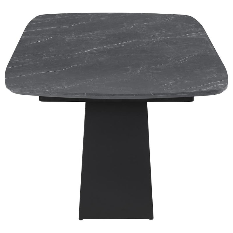 Potero 73-inch Faux Marble Extension Leaf Dining Table Black-zoom-