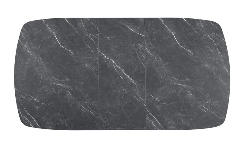Potero 73-inch Faux Marble Extension Leaf Dining Table Black-zoom-