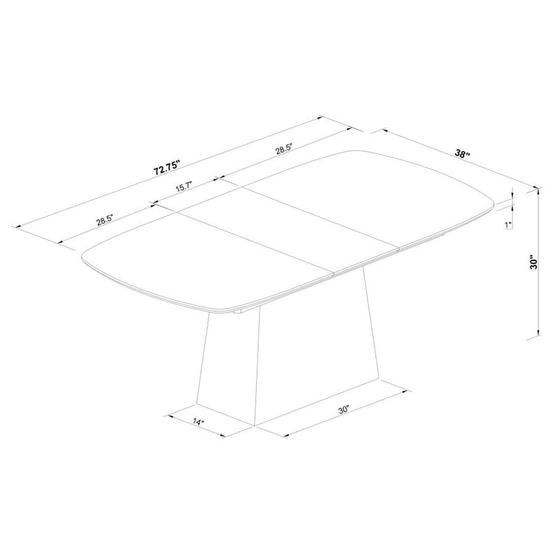Potero 73-inch Faux Marble Extension Leaf Dining Table Black-zoom-