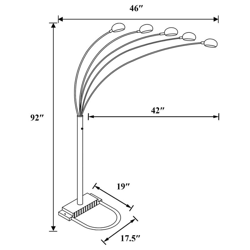 Kayd 92-inch Arc 5-light Dome Shade Metal Floor Lamp Black-zoom-