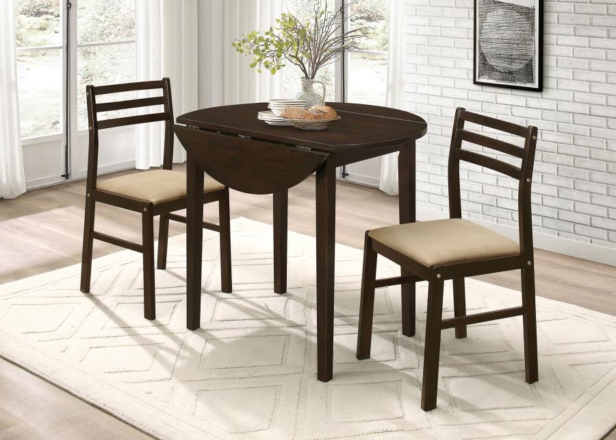 Bucknell 3-piece Round Drop Leaf Dining Table Set Cappuccino-3