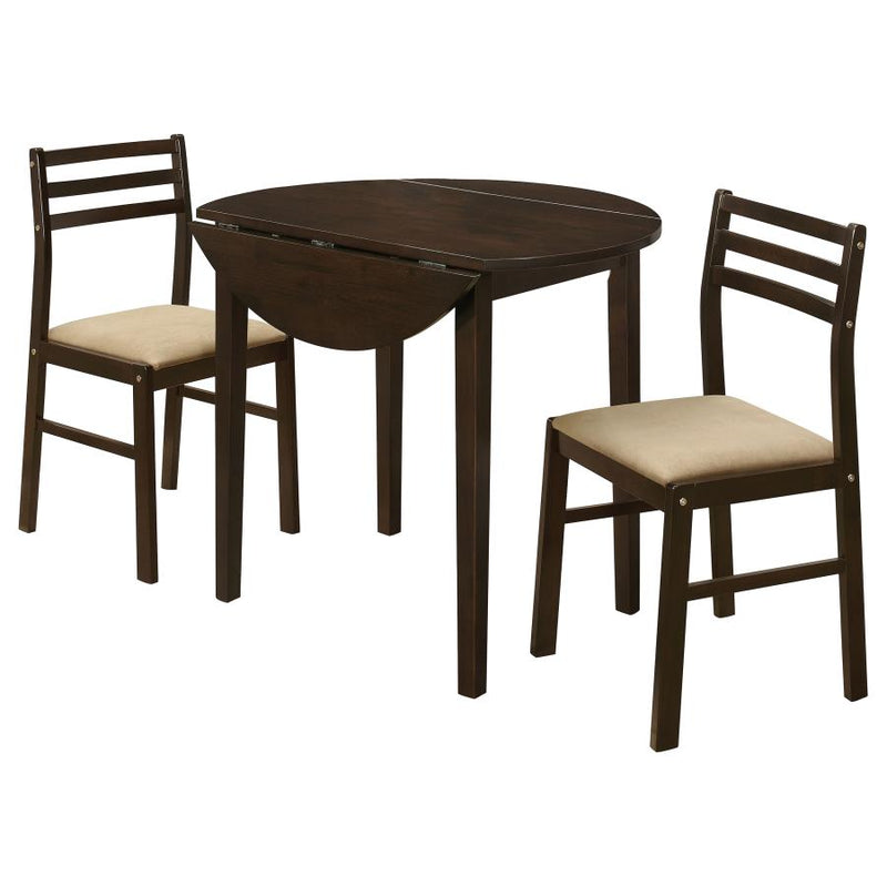 Bucknell 3-piece Round Drop Leaf Dining Table Set Cappuccino-zoom-