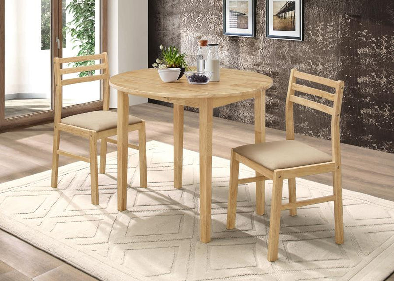 Bucknell 3-piece Round Drop Leaf Dining Table Set Natural-zoom-