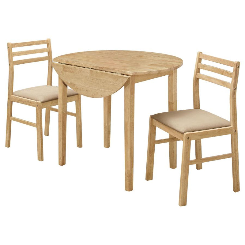 Bucknell 3-piece Round Drop Leaf Dining Table Set Natural-zoom-