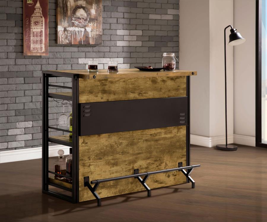 Renaldi 3-shelf Home Bar Wine Cabinet Rustic Nutmeg-2
