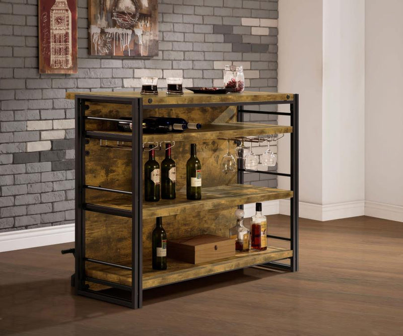 Renaldi 3-shelf Home Bar Wine Cabinet Rustic Nutmeg-zoom-