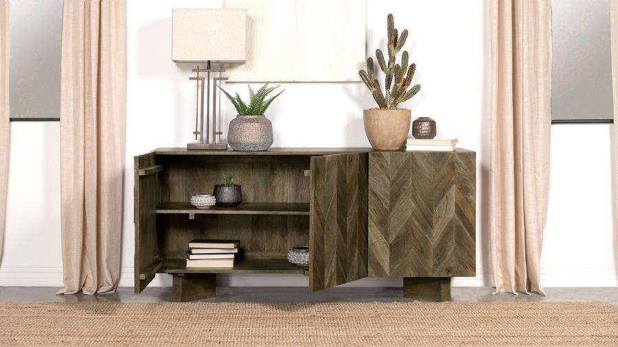 Tyler 3-door Solid Wood Sideboard Buffet Cabinet Mango Brown-zoom-3