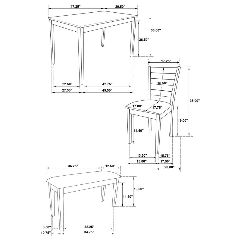 Guillen 5-piece Rectangular Dining Table Set Cappuccino-zoom-