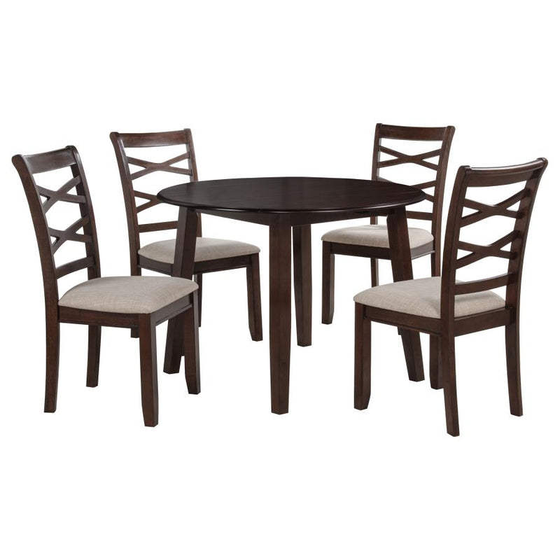 Barton 5-piece Round Wood Dining Table Set Dark Brown-zoom-