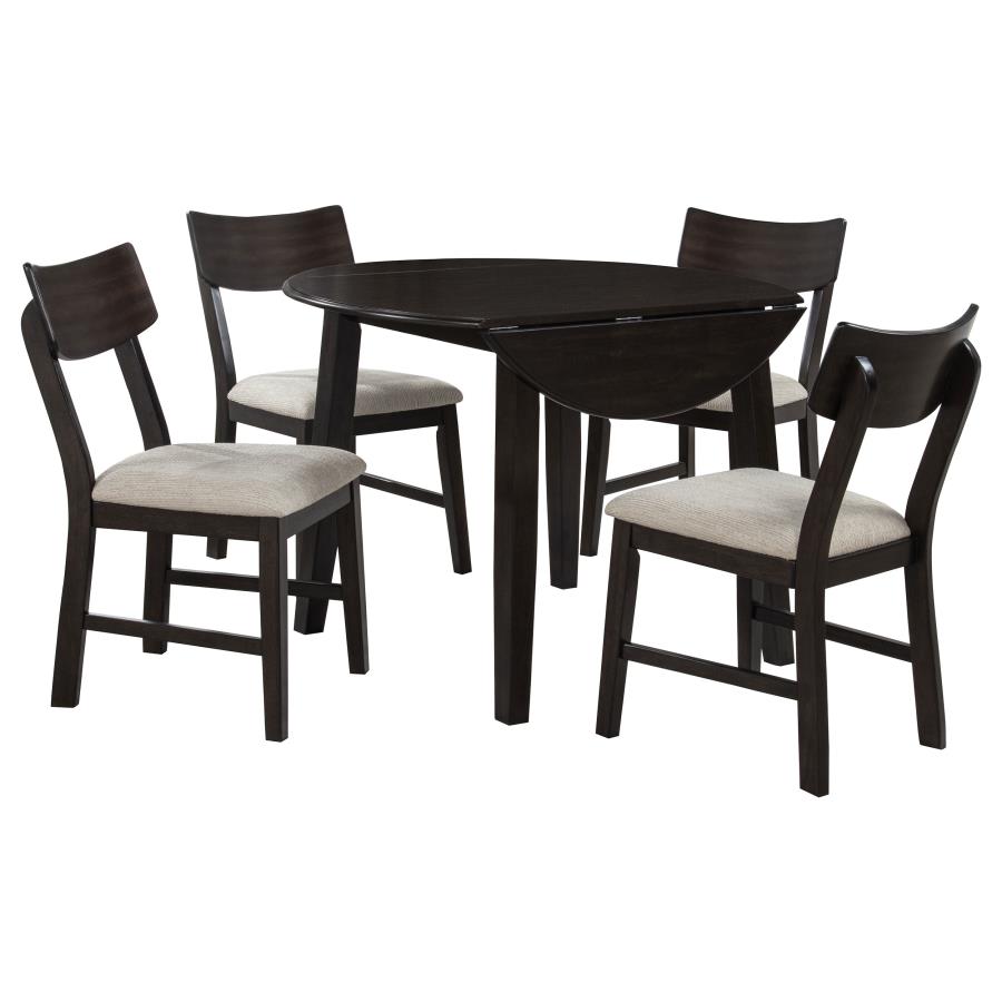 Catley 5-piece Round Drop Leaf Dining Table Set Dark Coffee-zoom-4