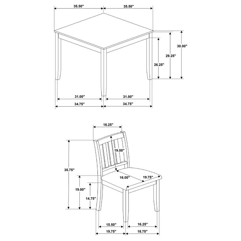 Parkwood 5-piece Square Dining Table Set Honey Brown-zoom-