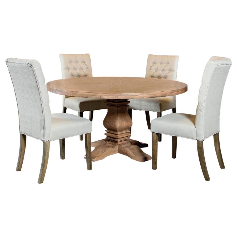 Florence 5-piece Round Dining Table Set Rustic Honey-2
