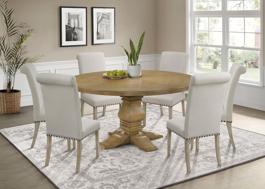 Florence 7-piece Round Dining Table Set Rustic Honey-zoom-1