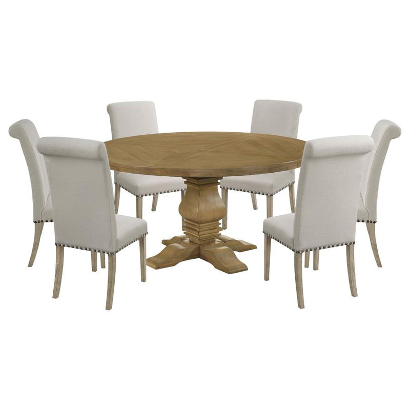 Florence 7-piece Round Dining Table Set Rustic Honey-zoom-
