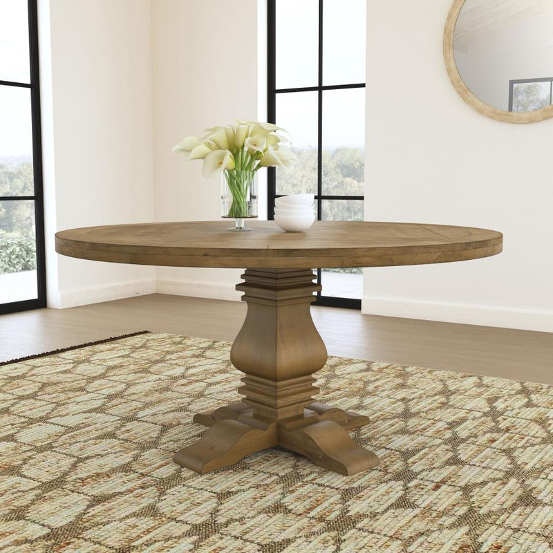 Florence Round 60-inch Wood Dining Table Rustic Honey-zoom-
