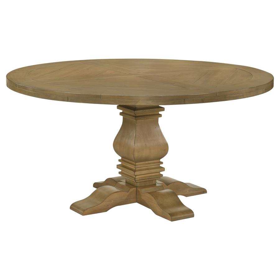 Florence Round 60-inch Wood Dining Table Rustic Honey-zoom-1