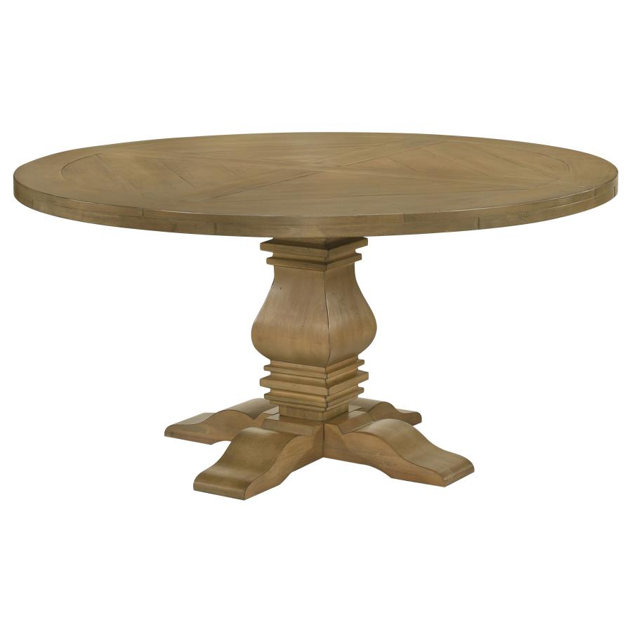 Florence Round 60-inch Wood Dining Table Rustic Honey-4