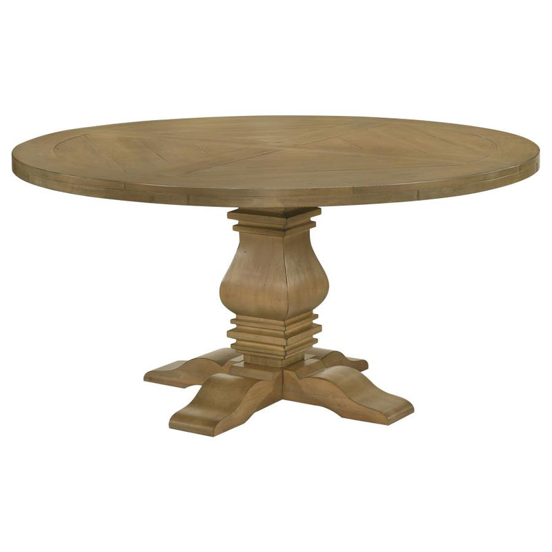 Florence Round 60-inch Wood Dining Table Rustic Honey-zoom-