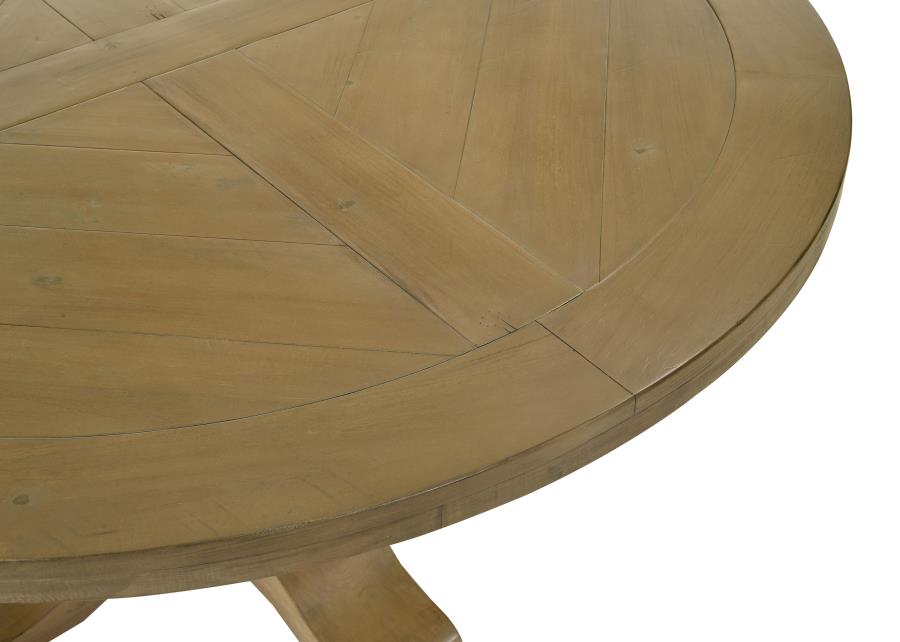 Florence Round 60-inch Wood Dining Table Rustic Honey-zoom-7