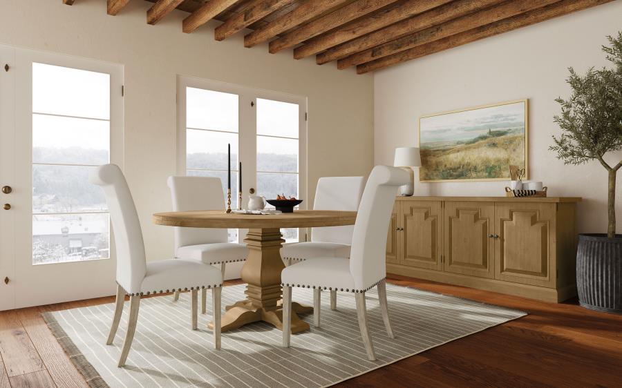 Florence Round 60-inch Wood Dining Table Rustic Honey-9