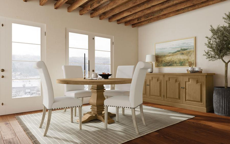 Florence Round 60-inch Wood Dining Table Rustic Honey-zoom-