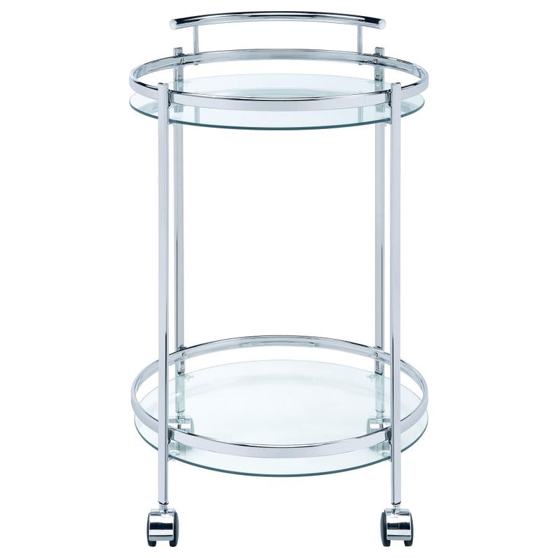 Chrissy Round Glass Shelf Metal Bar Cart Chrome-zoom-