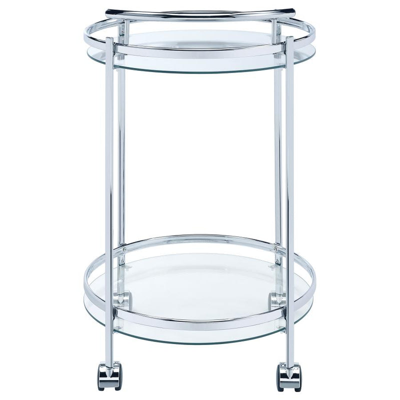 Chrissy Round Glass Shelf Metal Bar Cart Chrome-zoom-