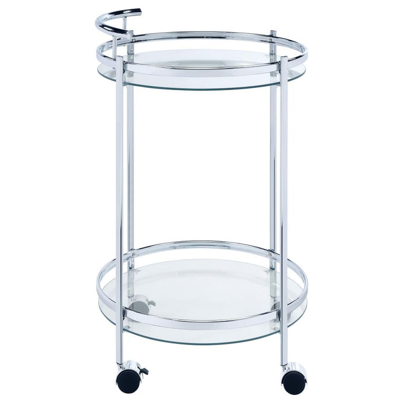 Chrissy Round Glass Shelf Metal Bar Cart Chrome-zoom-
