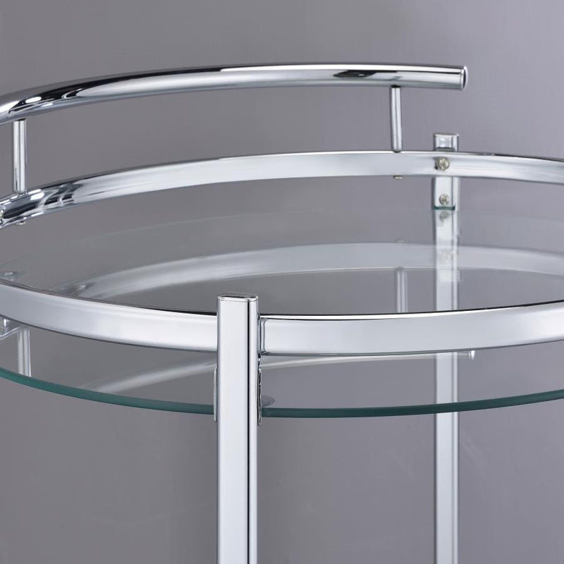 Chrissy Round Glass Shelf Metal Bar Cart Chrome-zoom-