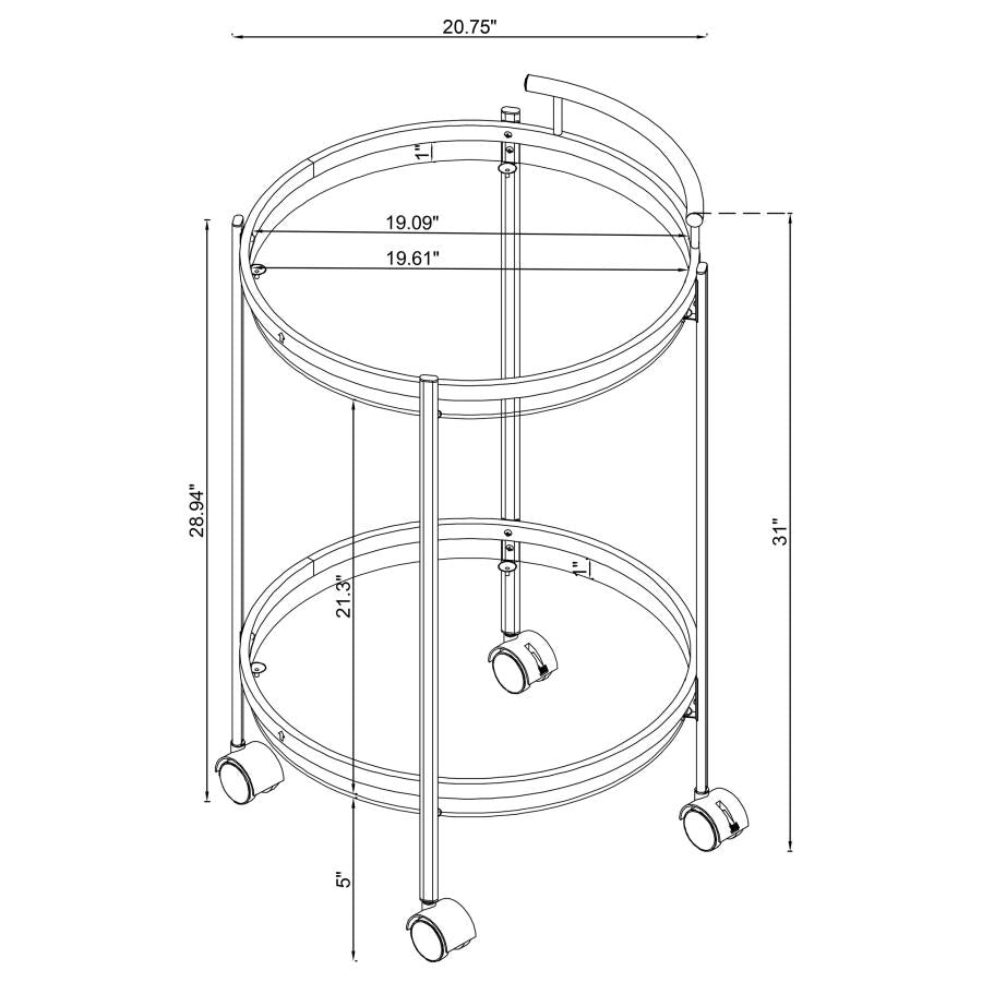 Chrissy Round Glass Shelf Metal Bar Cart Chrome-zoom-11