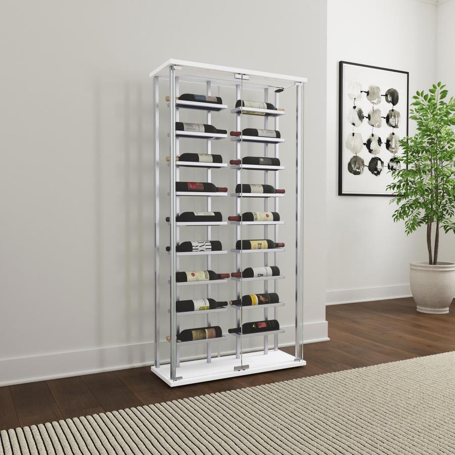 Montara Tempered Glass Wine Storage LED Curio Cabinet Chrome-zoom-2