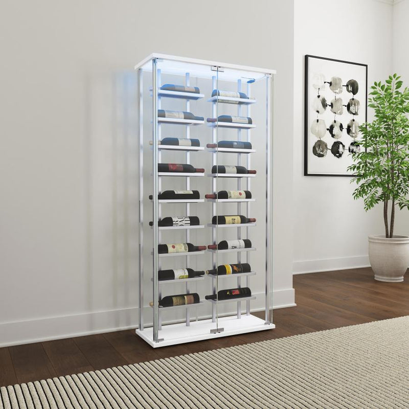 Montara Tempered Glass Wine Storage LED Curio Cabinet Chrome-zoom-