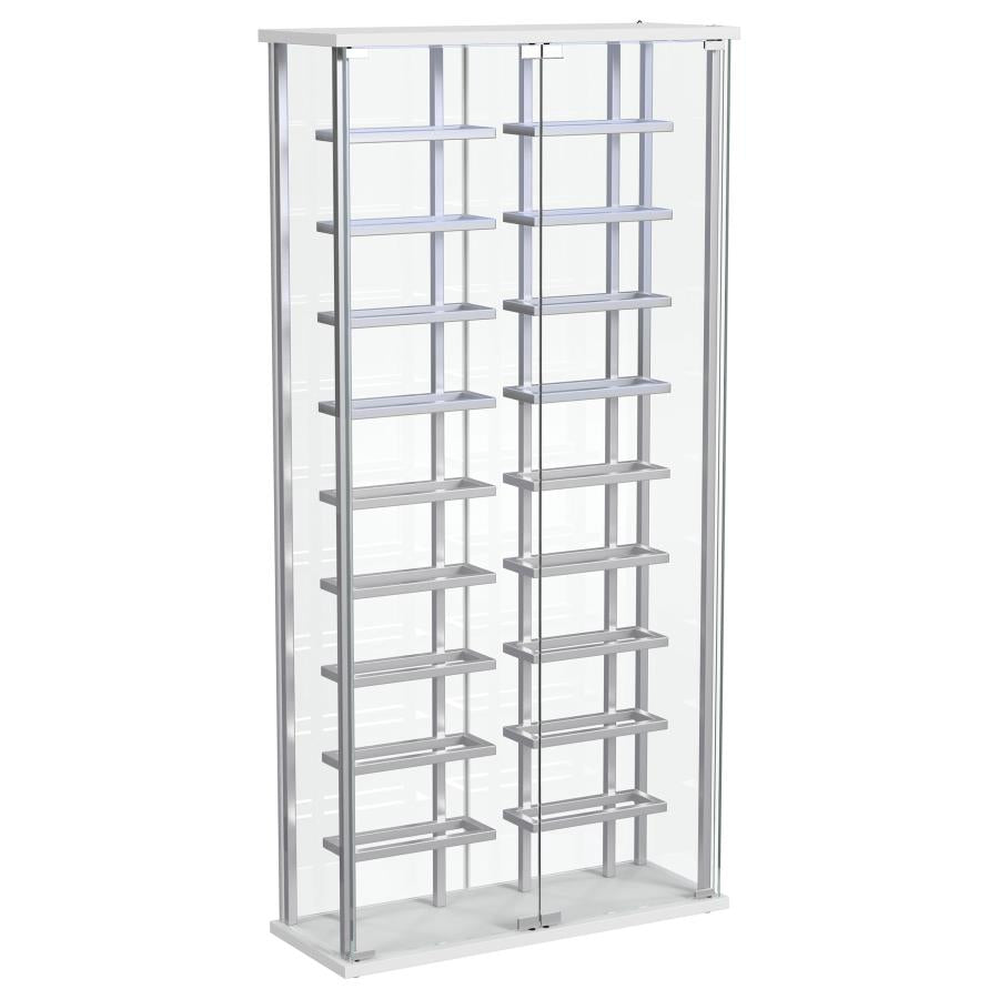 Montara Tempered Glass Wine Storage LED Curio Cabinet Chrome-4
