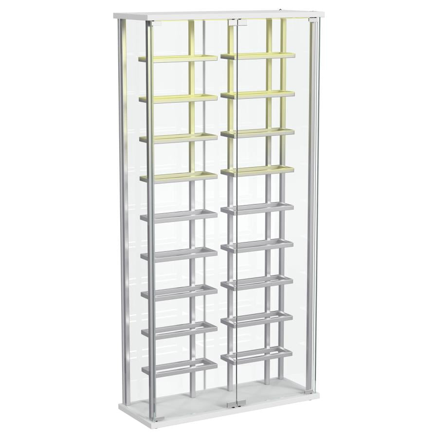 Montara Tempered Glass Wine Storage LED Curio Cabinet Chrome-zoom-7