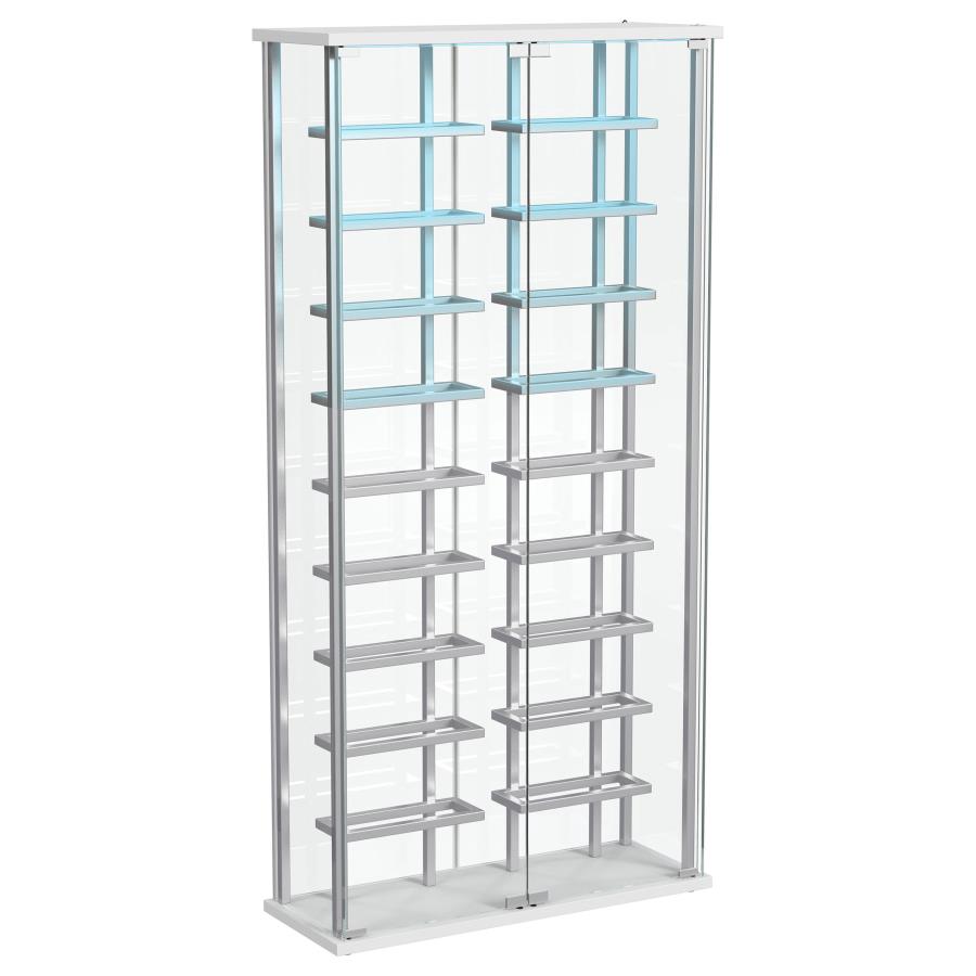 Montara Tempered Glass Wine Storage LED Curio Cabinet Chrome-zoom-9