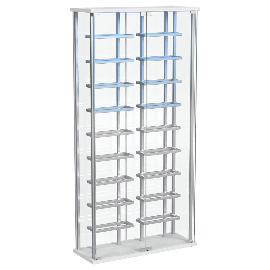 Montara Tempered Glass Wine Storage LED Curio Cabinet Chrome-10