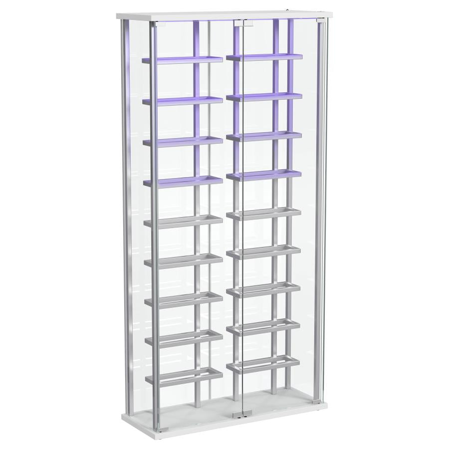 Montara Tempered Glass Wine Storage LED Curio Cabinet Chrome-11