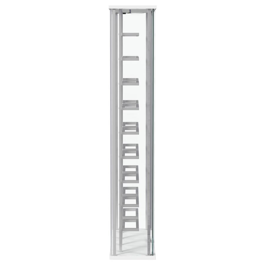 Montara Tempered Glass Wine Storage LED Curio Cabinet Chrome-15