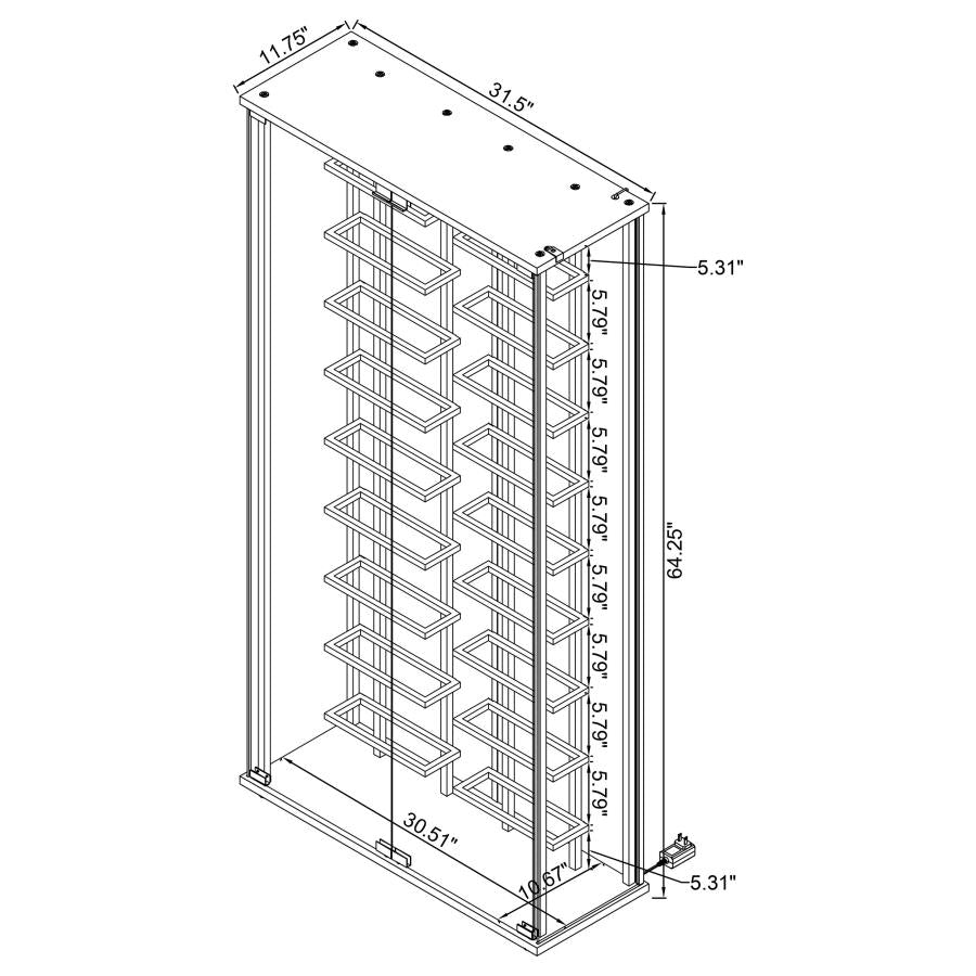 Montara Tempered Glass Wine Storage LED Curio Cabinet Chrome-19