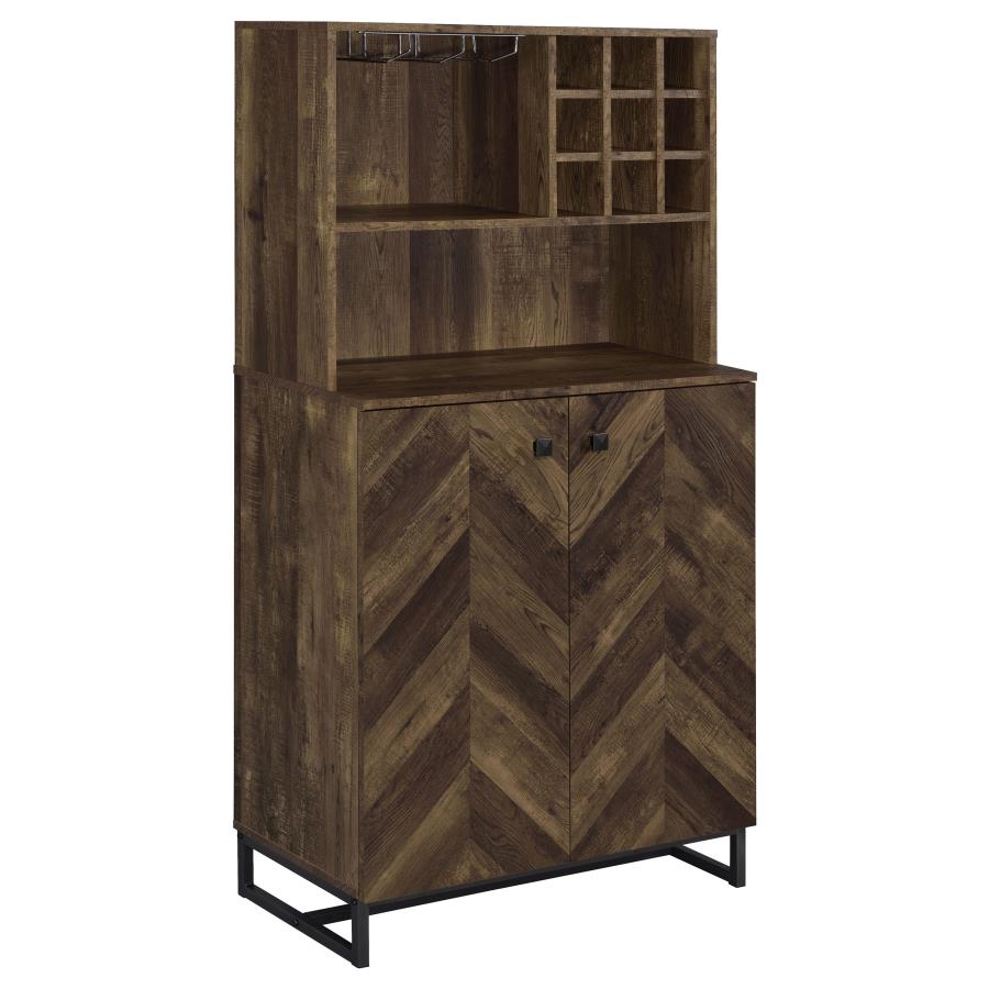 Mendoza 2-door Home Bar Cabinet Wine Storage Rustic Oak-zoom-1