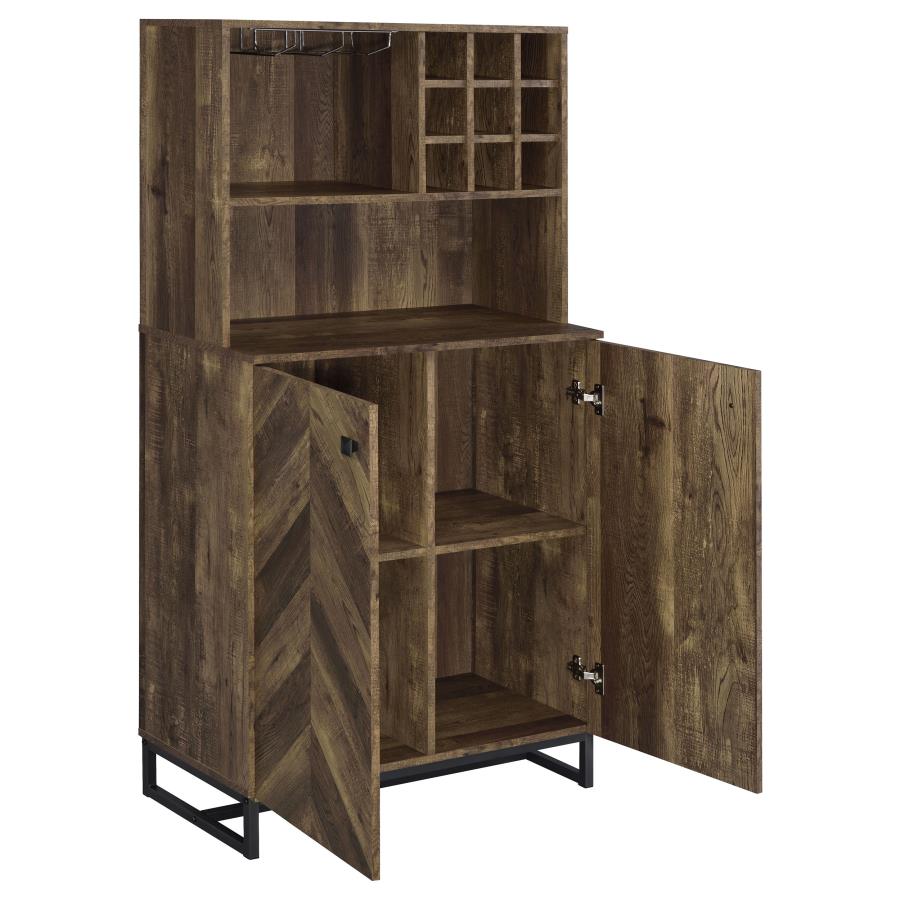 Mendoza 2-door Home Bar Cabinet Wine Storage Rustic Oak-3