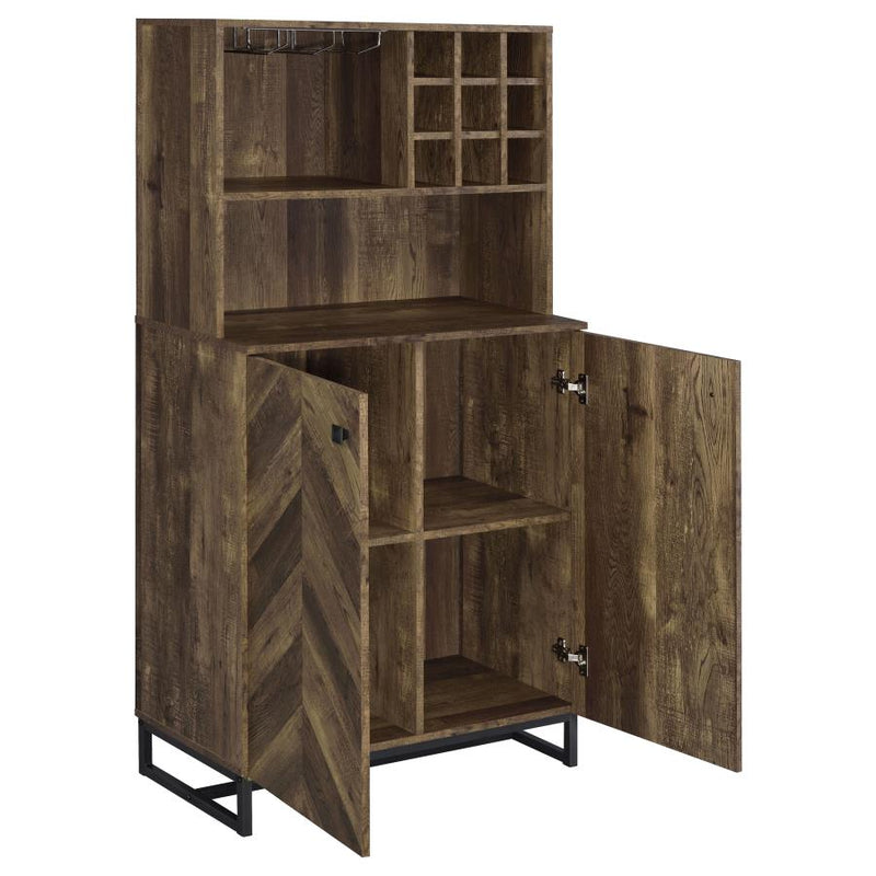 Mendoza 2-door Home Bar Cabinet Wine Storage Rustic Oak-zoom-