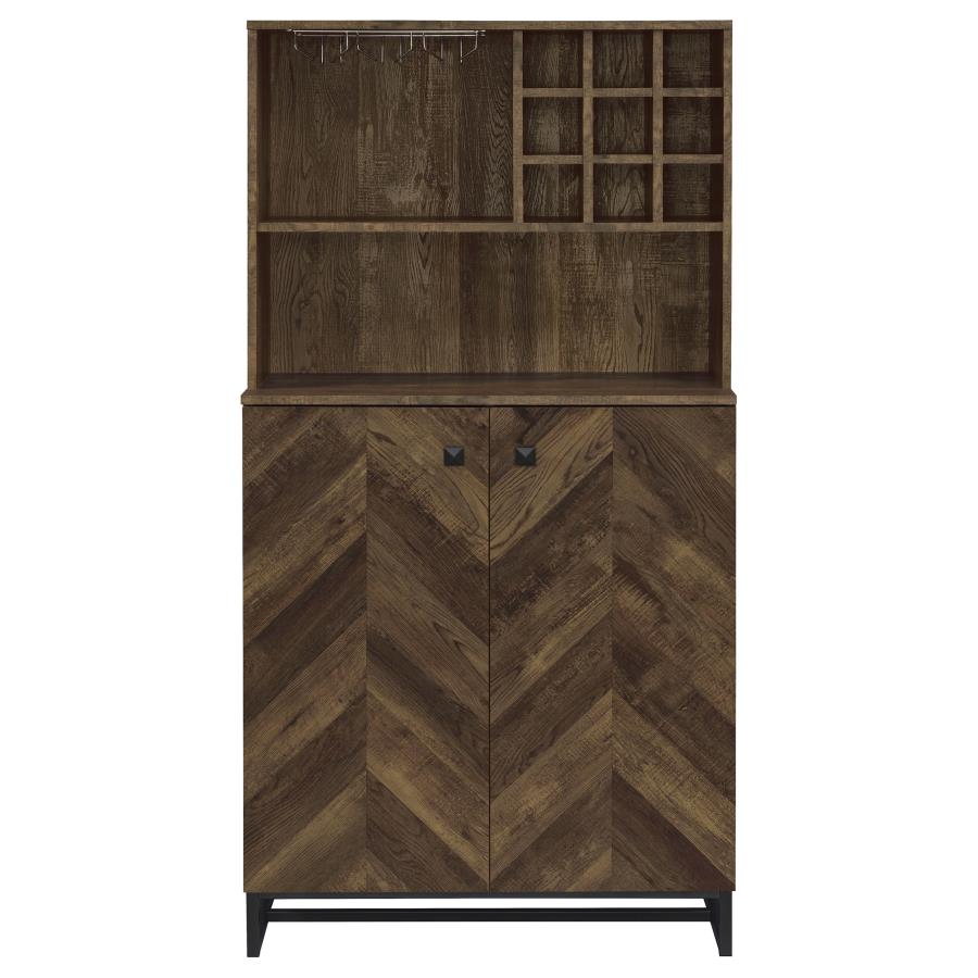 Mendoza 2-door Home Bar Cabinet Wine Storage Rustic Oak-zoom-4